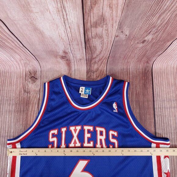 *FLAWS* Adidas Mens XL Julius Erving #6 76ers NBA Hardwood Classics Jersey - Picture 15 of 16